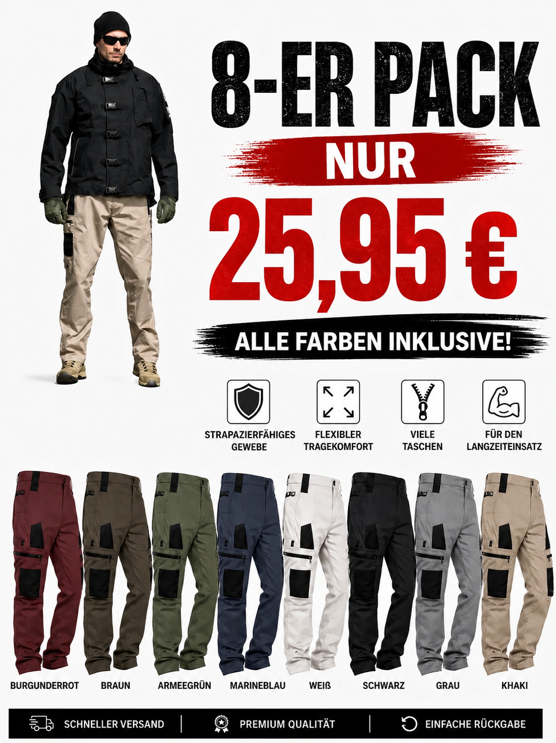 🔥 Herren-Utility-Jeans mit lockerer Passform🔥 Alle Farben inklusive
